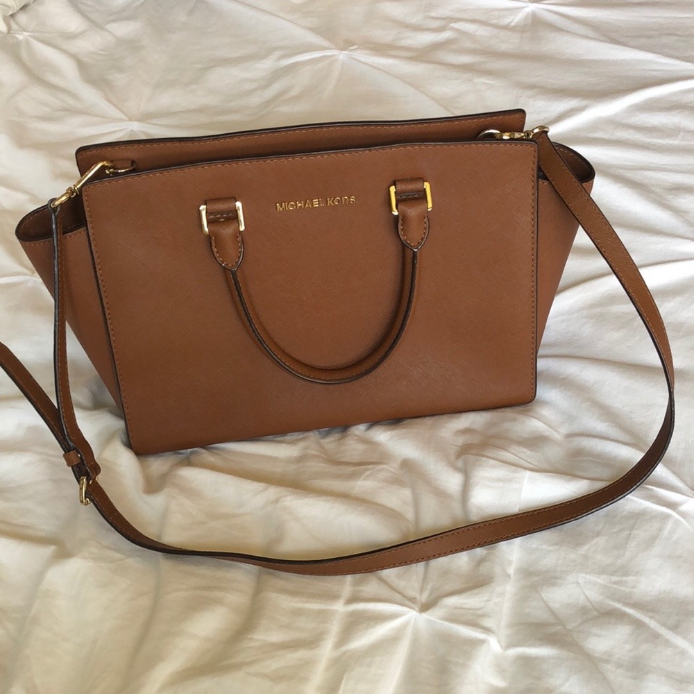 Michael Kors Selma Satchel Bag in Cognac